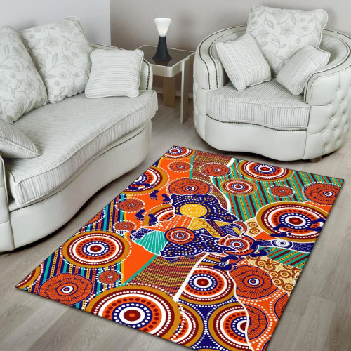 Australia Aboriginal Area Rug - Australian Map Dot Painting Australia Aboriginal Area Rug - Australian Map Dot Painting