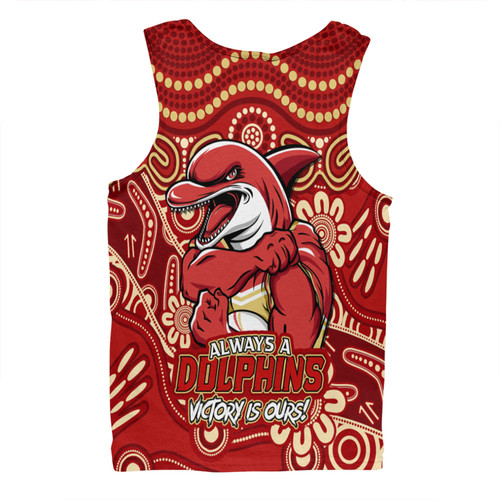Redcliffe Dolphins Men Singlet Aboriginal Inspired Tough Fan Rugby For Life