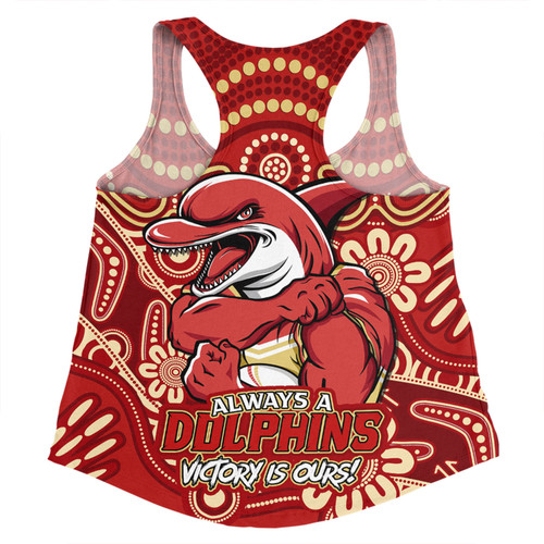 Redcliffe Dolphins Women Racerback Singlet Aboriginal Inspired Tough Fan Rugby For Life