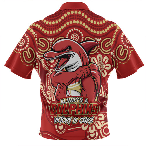 Redcliffe Dolphins Zip Polo Shirt Aboriginal Inspired Tough Fan Rugby For Life Redcliffe Dolphins Zip Polo Shirt Aboriginal Inspired Tough Fan Rugby For Life