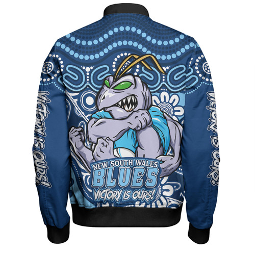 New South Wales Blues Bomber Jacket Aboriginal Inspired Tough Fan Rugby For Life New South Wales Blues Bomber Jacket Aboriginal Inspired Tough Fan Rugby For Life