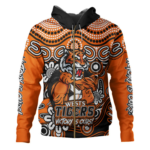 Wests Tigers Hoodie Aboriginal Inspired Tough Fan Rugby For Life Wests Tigers Hoodie Aboriginal Inspired Tough Fan Rugby For Life