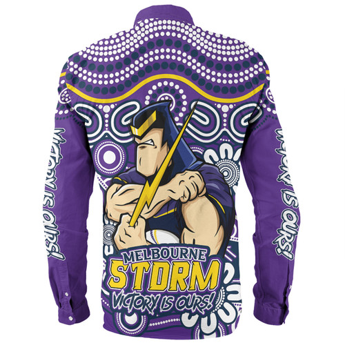 Melbourne Storm Long Sleeve Shirt Aboriginal Inspired Tough Fan Rugby For Life Melbourne Storm Long Sleeve Shirt Aboriginal Inspired Tough Fan Rugby For Life