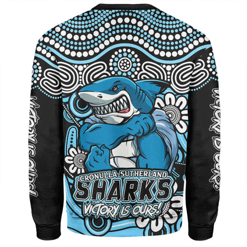 Cronulla-Sutherland Sharks Sweatshirt Aboriginal Inspired Tough Fan Rugby For Life Cronulla-Sutherland Sharks Sweatshirt Aboriginal Inspired Tough Fan Rugby For Life