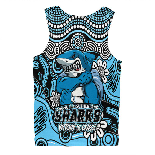 Cronulla-Sutherland Sharks Men Singlet Aboriginal Inspired Tough Fan Rugby For Life Cronulla-Sutherland Sharks Men Singlet Aboriginal Inspired Tough Fan Rugby For Life