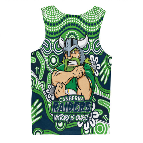 Canberra Raiders Men Singlet Aboriginal Inspired Tough Fan Rugby For Life