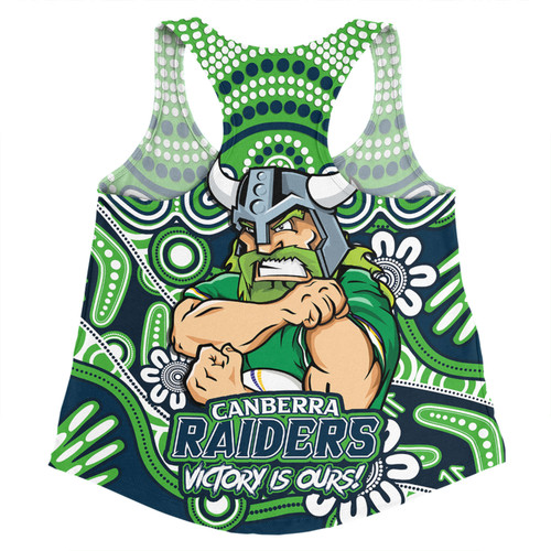 Canberra Raiders Women Racerback Singlet Aboriginal Inspired Tough Fan Rugby For Life