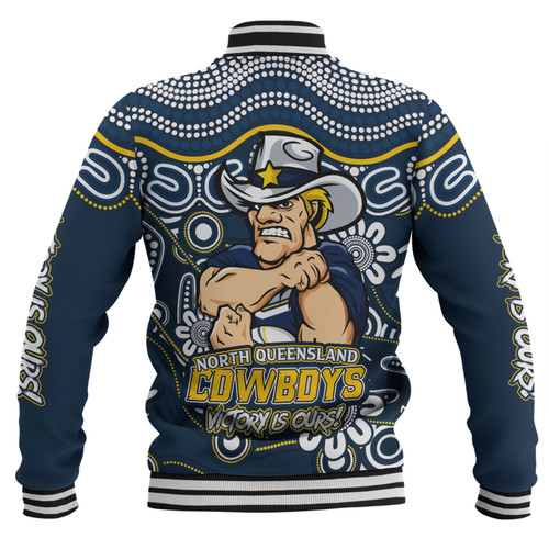 North Queensland Cowboys Baseball Jacket Aboriginal Inspired Tough Fan Rugby For Life North Queensland Cowboys Baseball Jacket Aboriginal Inspired Tough Fan Rugby For Life