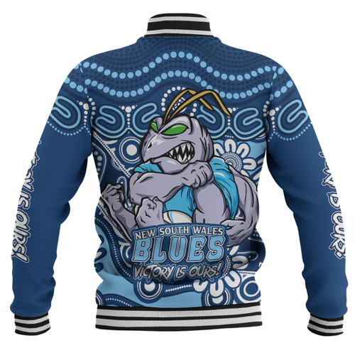 New South Wales Blues Baseball Jacket Aboriginal Inspired Tough Fan Rugby For Life New South Wales Blues Baseball Jacket Aboriginal Inspired Tough Fan Rugby For Life
