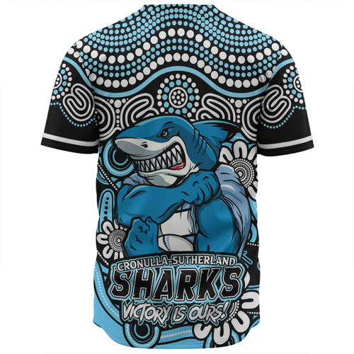 Cronulla-Sutherland Sharks Baseball Shirt Aboriginal Inspired Tough Fan Rugby For Life Cronulla-Sutherland Sharks Baseball Shirt Aboriginal Inspired Tough Fan Rugby For Life