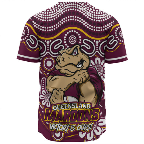 Queensland Maroons Baseball Shirt Aboriginal Inspired Tough Fan Rugby For Life