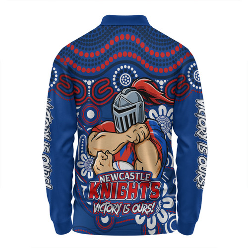 Newcastle Knights Long Sleeve Polo Shirt Aboriginal Inspired Tough Fan Rugby For Life Newcastle Knights Long Sleeve Polo Shirt Aboriginal Inspired Tough Fan Rugby For Life