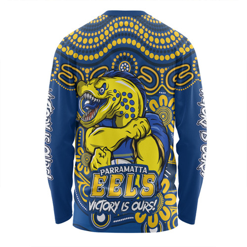 Parramatta Eels Long Sleeve T-shirt Aboriginal Inspired Tough Fan Rugby For Life Parramatta Eels Long Sleeve T-shirt Aboriginal Inspired Tough Fan Rugby For Life