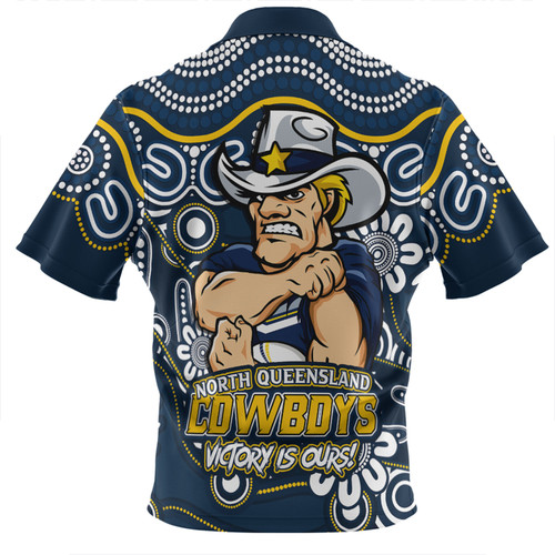 North Queensland Cowboys Zip Polo Shirt Aboriginal Inspired Tough Fan Rugby For Life North Queensland Cowboys Zip Polo Shirt Aboriginal Inspired Tough Fan Rugby For Life
