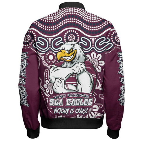 Manly Warringah Sea Eagles Bomber Jacket Aboriginal Inspired Tough Fan Rugby For Life Ver 2.0 Manly Warringah Sea Eagles Bomber Jacket Aboriginal Inspired Tough Fan Rugby For Life Ver 2.0