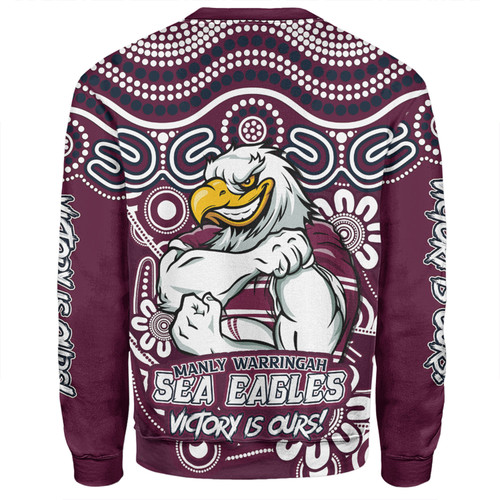 Manly Warringah Sea Eagles Sweatshirt Aboriginal Inspired Tough Fan Rugby For Life Ver 2.0 Manly Warringah Sea Eagles Sweatshirt Aboriginal Inspired Tough Fan Rugby For Life Ver 2.0