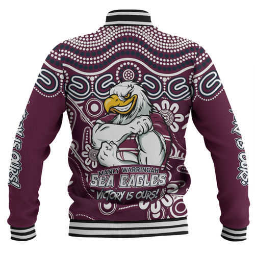 Manly Warringah Sea Eagles Baseball Jacket Aboriginal Inspired Tough Fan Rugby For Life Ver 2.0 Manly Warringah Sea Eagles Baseball Jacket Aboriginal Inspired Tough Fan Rugby For Life Ver 2.0