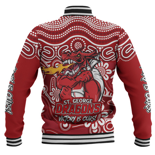 St. George Illawarra Dragons Baseball Jacket Aboriginal Inspired Tough Fan Rugby For Life Ver 2.0 St. George Illawarra Dragons Baseball Jacket Aboriginal Inspired Tough Fan Rugby For Life Ver 2.0