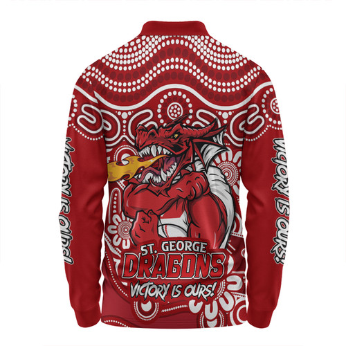 St. George Illawarra Dragons Long Sleeve Polo Shirt Aboriginal Inspired Tough Fan Rugby For Life Ver 2.0 St. George Illawarra Dragons Long Sleeve Polo Shirt Aboriginal Inspired Tough Fan Rugby For Life Ver 2.0