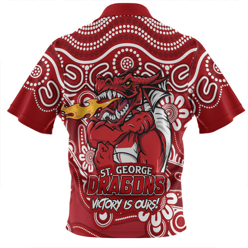 St. George Illawarra Dragons Zip Polo Shirt Aboriginal Inspired Tough Fan Rugby For Life Ver 2.0 St. George Illawarra Dragons Zip Polo Shirt Aboriginal Inspired Tough Fan Rugby For Life Ver 2.0