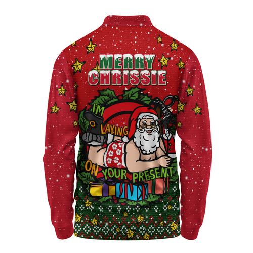 Australia Long Sleeve Polo Shirt Aussie Ugly Christmas Santa Present Australia Long Sleeve Polo Shirt Aussie Ugly Christmas Santa Present