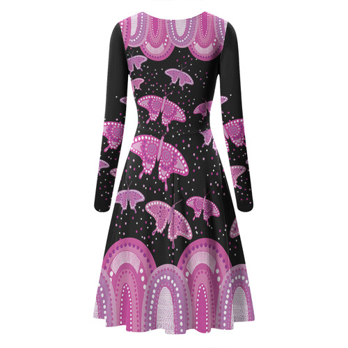 Australia Long Sleeve Summer Dress Aboriginal Butterflies Art Inspired Australia Long Sleeve Summer Dress Aboriginal Butterflies Art Inspired