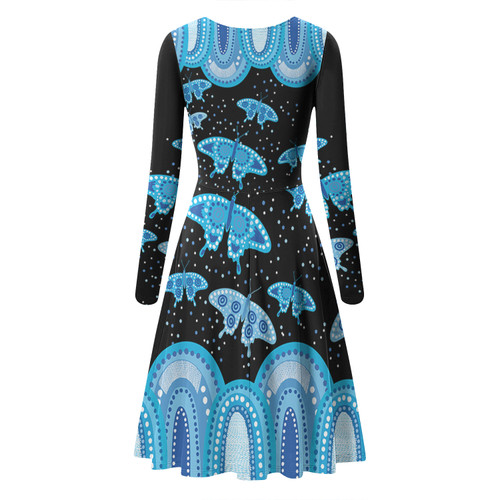 Australia Long Sleeve Summer Dress Aboriginal Butterflies Art Inspired Australia Long Sleeve Summer Dress Aboriginal Butterflies Art Inspired