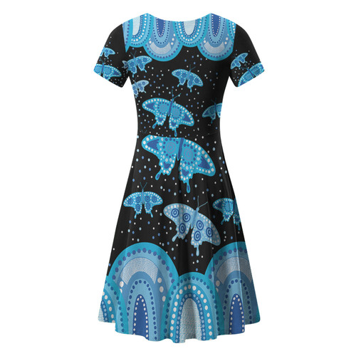 Australia Short Sleeve Summer Dress Aboriginal Butterflies Art Inspired Australia Short Sleeve Summer Dress Aboriginal Butterflies Art Inspired
