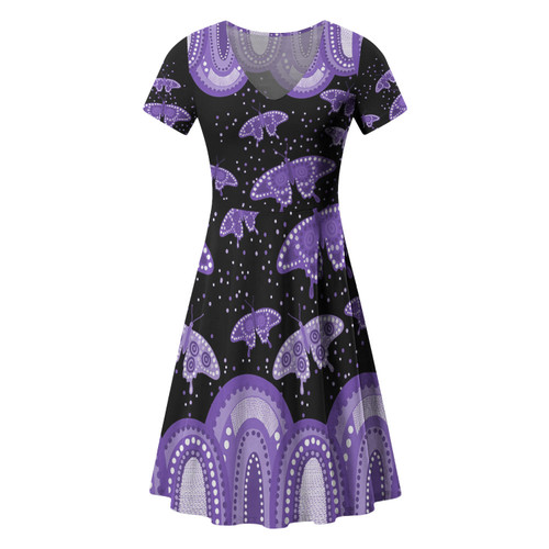 Australia Short Sleeve Summer Dress Aboriginal Butterflies Art Inspired Australia Short Sleeve Summer Dress Aboriginal Butterflies Art Inspired