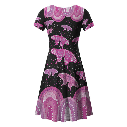 Australia Short Sleeve Summer Dress Aboriginal Butterflies Art Inspired Australia Short Sleeve Summer Dress Aboriginal Butterflies Art Inspired