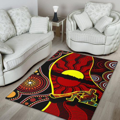 Australia Area Rug - Australia Aboriginal Dots With Didgeridoo Australia Area Rug - Australia Aboriginal Dots With Didgeridoo