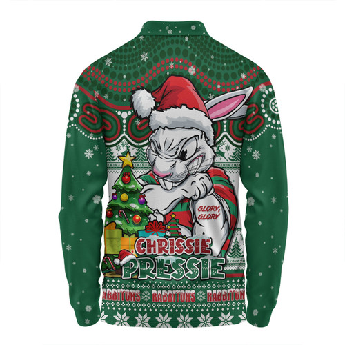 South Sydney Rabbitohs Long Sleeve Polo Shirt Aussie Ugly Christmas For Die Hard Fan Supporters South Sydney Rabbitohs Long Sleeve Polo Shirt Aussie Ugly Christmas For Die Hard Fan Supporters