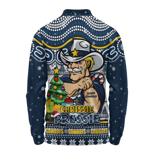North Queensland Cowboys Long Sleeve Polo Shirt Aussie Ugly Christmas For Die Hard Fan Supporters North Queensland Cowboys Long Sleeve Polo Shirt Aussie Ugly Christmas For Die Hard Fan Supporters