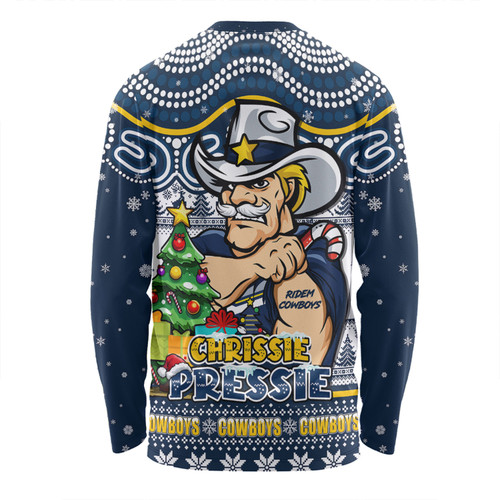 North Queensland Cowboys Long Sleeve T-shirt Aussie Ugly Christmas For Die Hard Fan Supporters