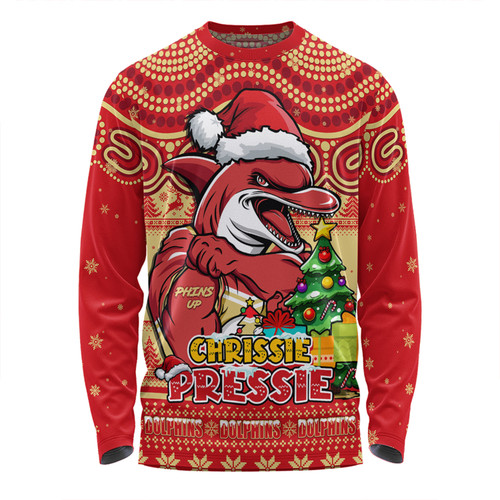 Redcliffe Dolphins Long Sleeve T-shirt Aussie Ugly Christmas For Die Hard Fan Supporters