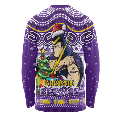 Melbourne Storm Long Sleeve T-shirt Aussie Ugly Christmas For Die Hard Fan Supporters Melbourne Storm Long Sleeve T-shirt Aussie Ugly Christmas For Die Hard Fan Supporters