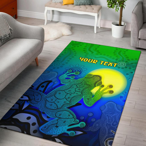[Custom] Australia Aboriginal Area Rug - Indigenous Frog (Blue)