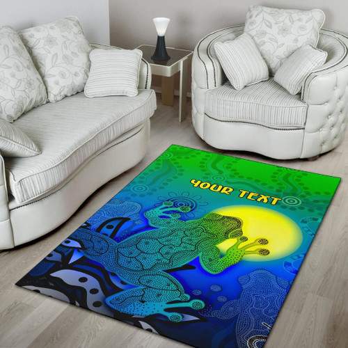[Custom] Australia Aboriginal Area Rug - Indigenous Frog (Blue)