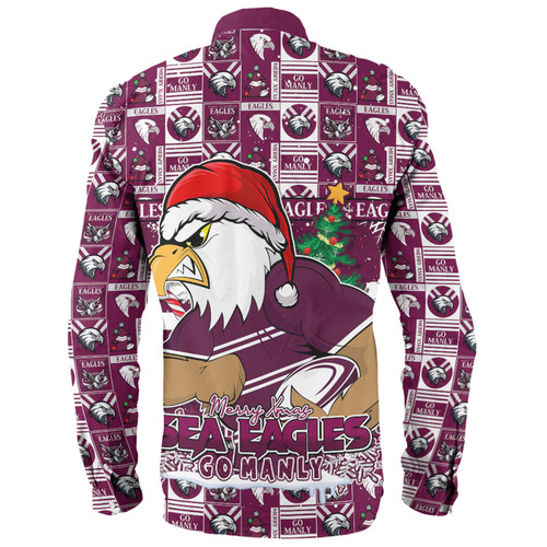 Manly Warringah Sea Eagles Long Sleeve Shirt Merry Ugly Christmas Comic Style