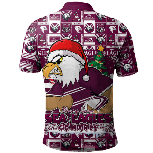 Manly Warringah Sea Eagles Polo Shirt Merry Ugly Christmas Comic Style Manly Warringah Sea Eagles Polo Shirt Merry Ugly Christmas Comic Style