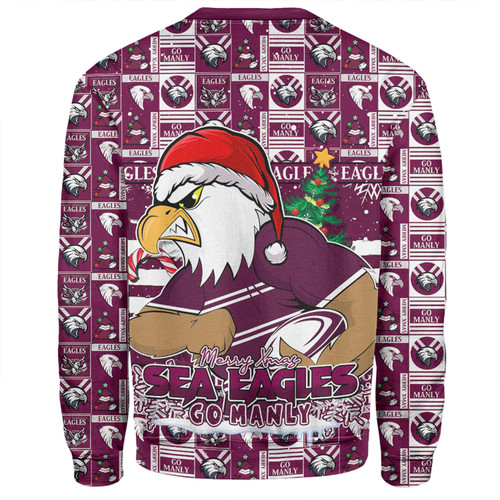 Manly Warringah Sea Eagles Sweatshirt Merry Ugly Christmas Comic Style Manly Warringah Sea Eagles Sweatshirt Merry Ugly Christmas Comic Style