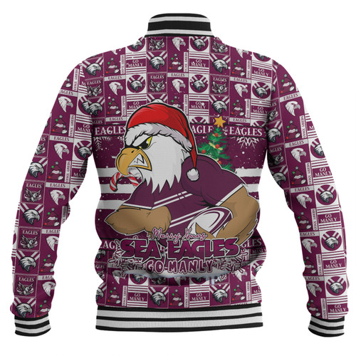 Manly Warringah Sea Eagles Baseball Jacket Merry Ugly Christmas Comic Style Manly Warringah Sea Eagles Baseball Jacket Merry Ugly Christmas Comic Style