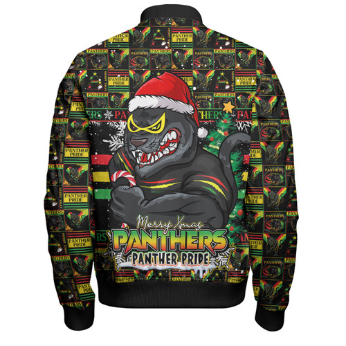 Penrith Panthers Bomber Jacket Merry Ugly Christmas Comic Style Penrith Panthers Bomber Jacket Merry Ugly Christmas Comic Style