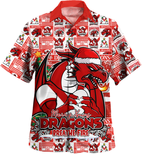 St. George Illawarra Dragons Hawaiian Shirt Merry Ugly Christmas Comic Style