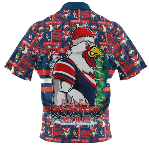 Sydney Roosters Hawaiian Shirt Merry Ugly Christmas Comic Style Sydney Roosters Hawaiian Shirt Merry Ugly Christmas Comic Style