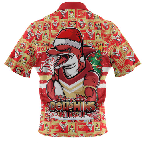Redcliffe Dolphins Hawaiian Shirt Merry Ugly Christmas Comic Style Redcliffe Dolphins Hawaiian Shirt Merry Ugly Christmas Comic Style