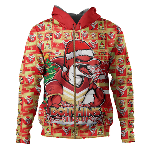 Redcliffe Dolphins Hoodie Merry Ugly Christmas Comic Style Redcliffe Dolphins Hoodie Merry Ugly Christmas Comic Style