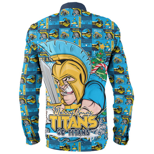 Gold Coast Titans Long Sleeve Shirt Merry Ugly Christmas Comic Style Gold Coast Titans Long Sleeve Shirt Merry Ugly Christmas Comic Style