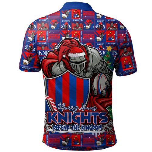 Newcastle Knights Polo Shirt Merry Ugly Christmas Comic Style Newcastle Knights Polo Shirt Merry Ugly Christmas Comic Style