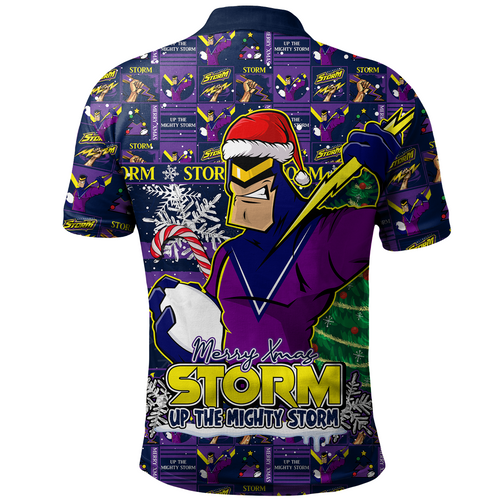 Melbourne Storm Polo Shirt Merry Ugly Christmas Comic Style Melbourne Storm Polo Shirt Merry Ugly Christmas Comic Style